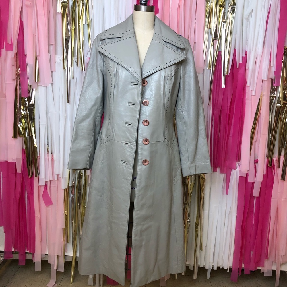 Vintage Gray Leather Duster